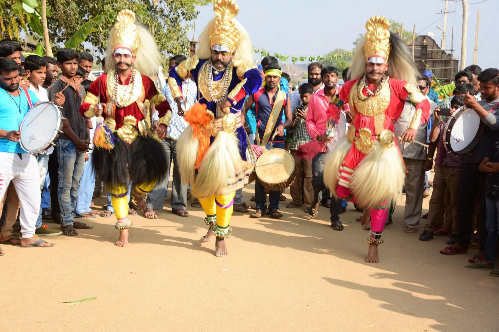 Traditional performers taking part in a community celebration