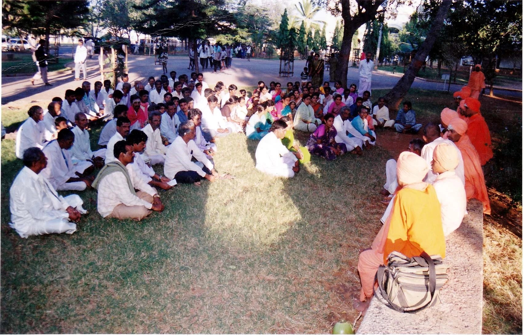 Community discussion in an outdoor setting